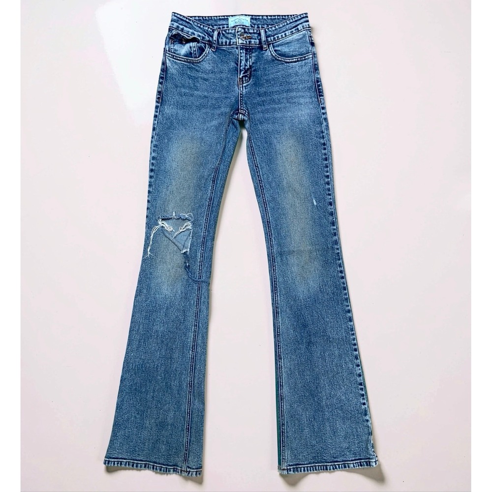 Revice Denim Jeans Women's 25x34 Blue High Rise Flare Distressed Made Mexico